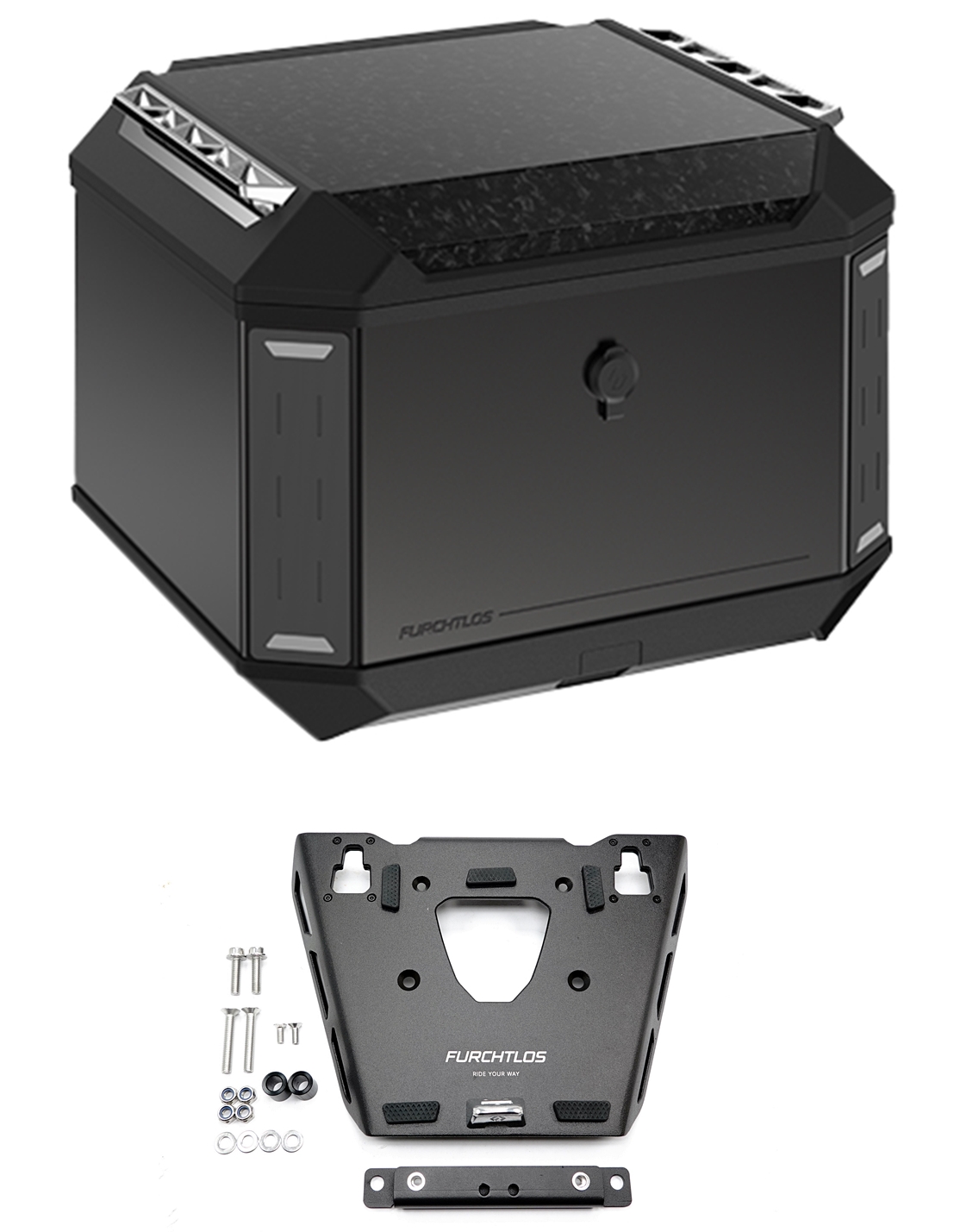 Furchtlos RANGER ADV Aluminium Topcase 50 Liter anthrazit-schwarz Set - Honda CRF 1100 Africa Twin 2020-24