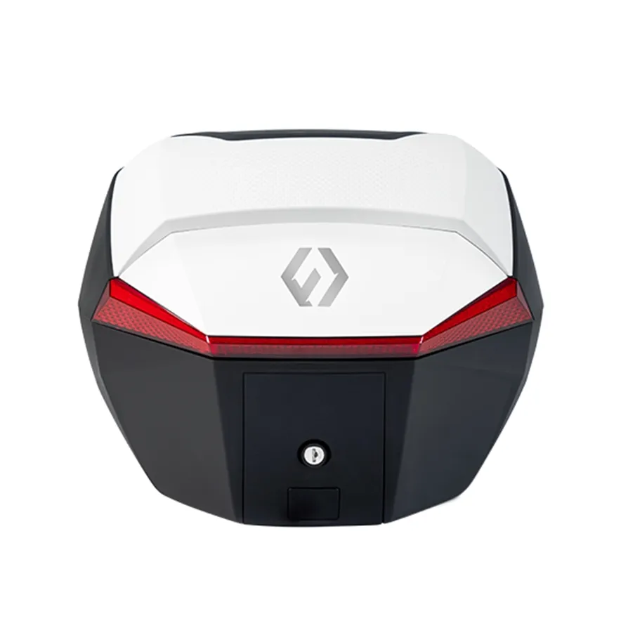 Furchtlos SHIELD S Luxe Topcase - 35 Liter - weiß/rot - inkl. Montagekit