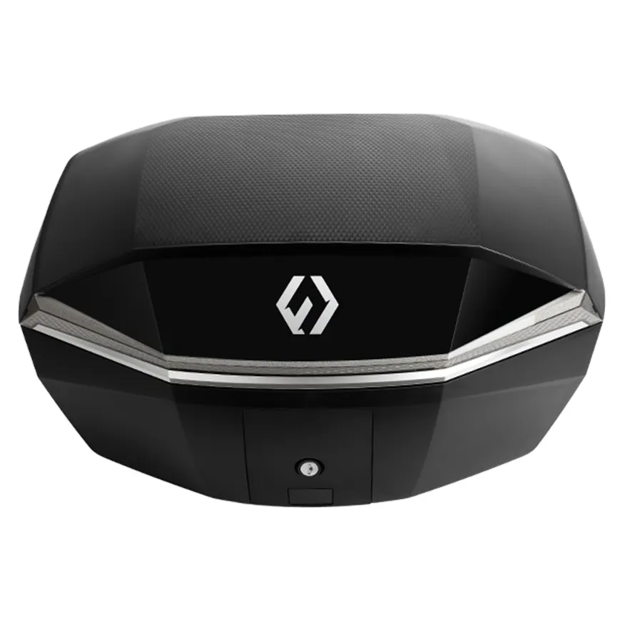 Furchtlos-SHIELD-L-Luxe-Topcase-48-Liter-schwarz-silber-FU11TCUP000L14EX-100027-vorne Furchtlos SHIELD L Luxe Topcase - 48 Liter - schwarz/silber