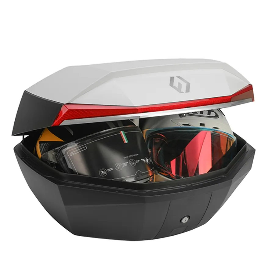 Furchtlos-SHIELD-L-Luxe-Topcase-48-Liter-weiss-rot-FU11TCUP000L25EX-100026-deckel-offen Furchtlos SHIELD L Luxe Topcase - 48 Liter - weiß/rot