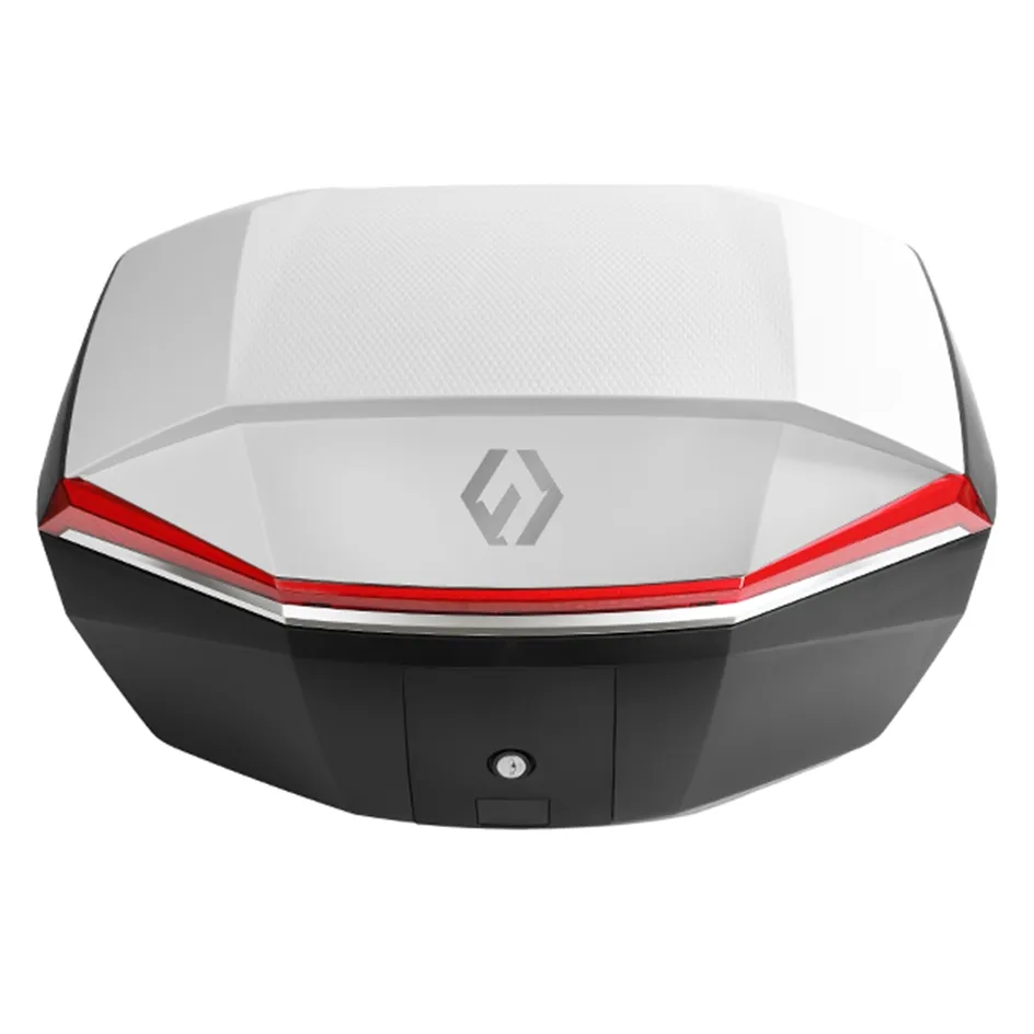 Furchtlos-SHIELD-L-Luxe-Topcase-48-Liter-weiss-rot-FU11TCUP000L25EX-100026-vorne Furchtlos SHIELD L Luxe Topcase - 48 Liter - weiß/rot